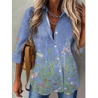 Floral Casual Shirt Colr Long Sleeve Blouse