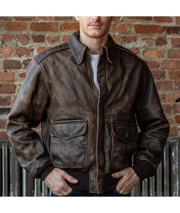 Men's Fashion Retro Distressed Pocket Leather Jacket
