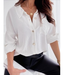 Fashion Casual Solid Color pel Pocket Long Sleeve Shirt