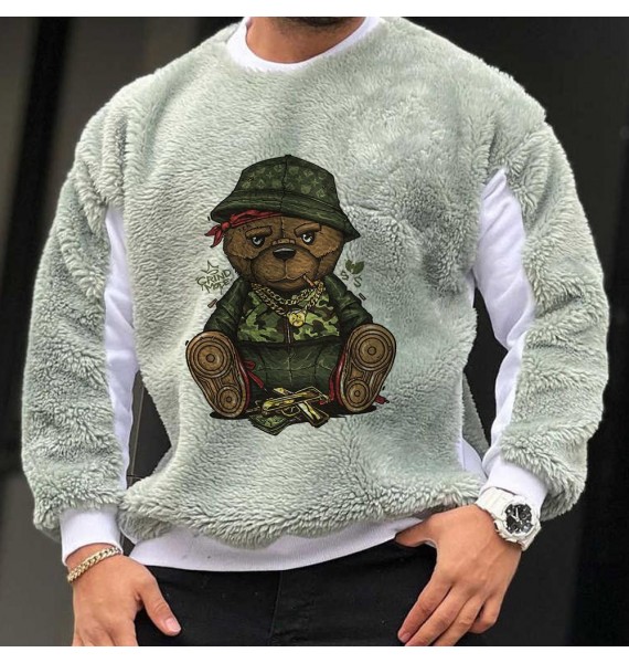 Teddy Panel Plush Sweatshirt