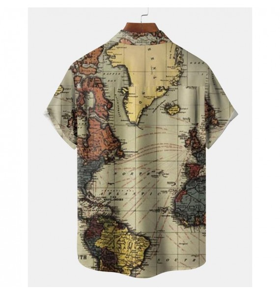 Men's Map Beach Short Sleeve Shirt