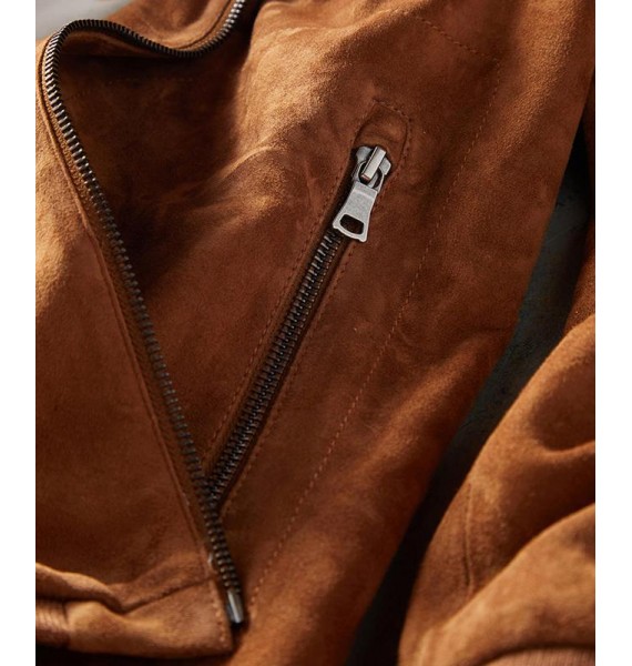 Men's  Deerskin Zip Pocket Tactical HoodIie Jacket