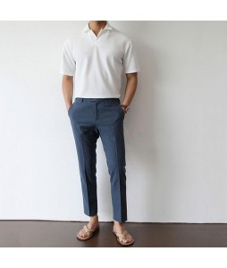 Gentlemans Cssic Pin And Breathable Cotton Linen Pants