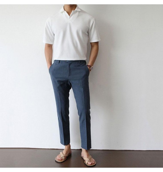 Gentlemans Cssic Pin And Breathable Cotton Linen Pants
