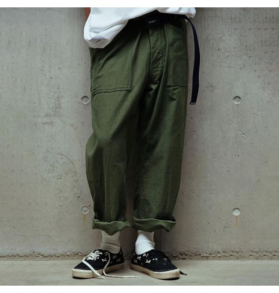 90s Retro Fashion Men's Army Green Trousers