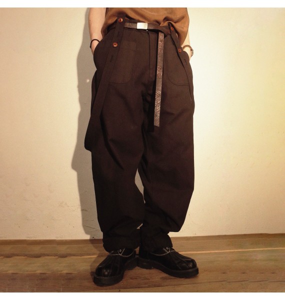 Retro washed and worn detachable military pants overalls