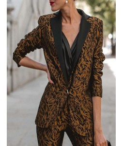 Women's Leopard Print Patchwork Suit