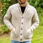 Men's Casual Thickened Warm Long Sleeve pel Pocket Knit Cardigan