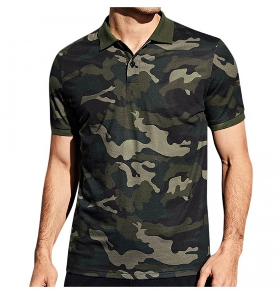Men's Outdoor Tactical Camo Print Polo shirt