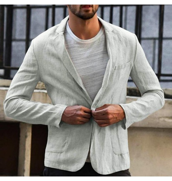 Men's Linen Solid Color Thin Casual Jacket