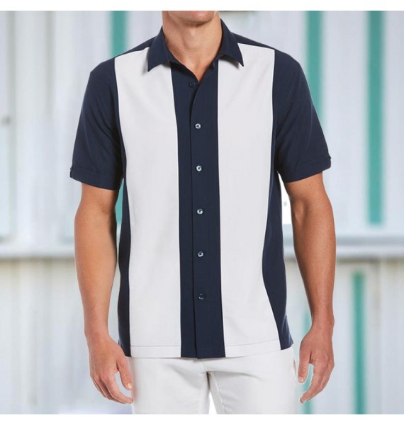 Contrast Color Fashion Casual Men's Short Sleeve Shirt