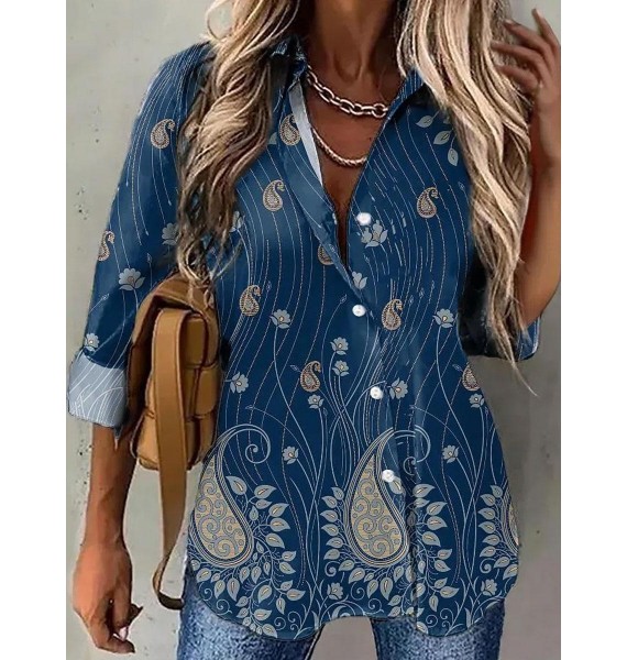 Casual Loose Striped Print Sunscreen Long Sleeve Blouse
