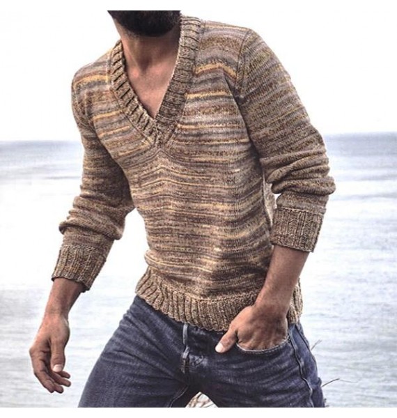 Men's  Colorful Interwoven V-Neck Sweater