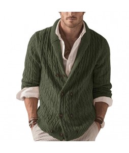 Men's Fashion Casual Solid Color pel Long Sleeve Sweater Cardigan