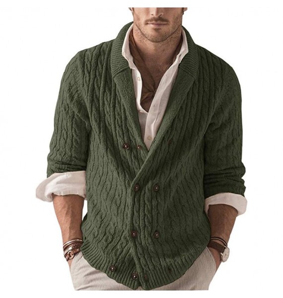Men's Fashion Casual Solid Color pel Long Sleeve Sweater Cardigan