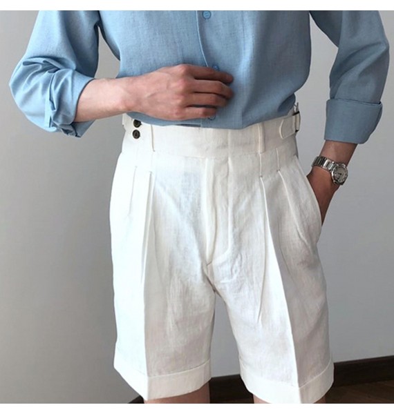Gentleman elegant casual linen shorts