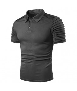 Men's Outdoor Pleated Polo Neck Short Sleeve T-Shirt