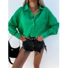 Casual Cotton Buttoned Pockets Pin Blouse