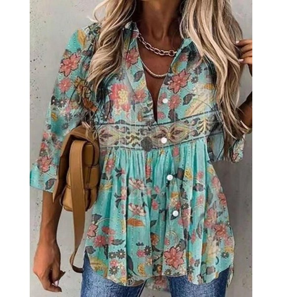 Loose Casual Floral Print Sun Protection Long Sleeve Blouse