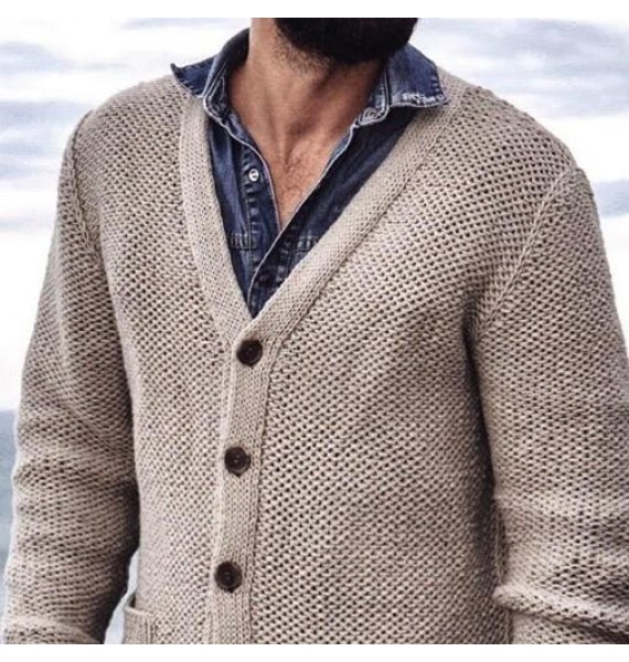 Men's  Jacquard Button Knit Cardigan Sweater