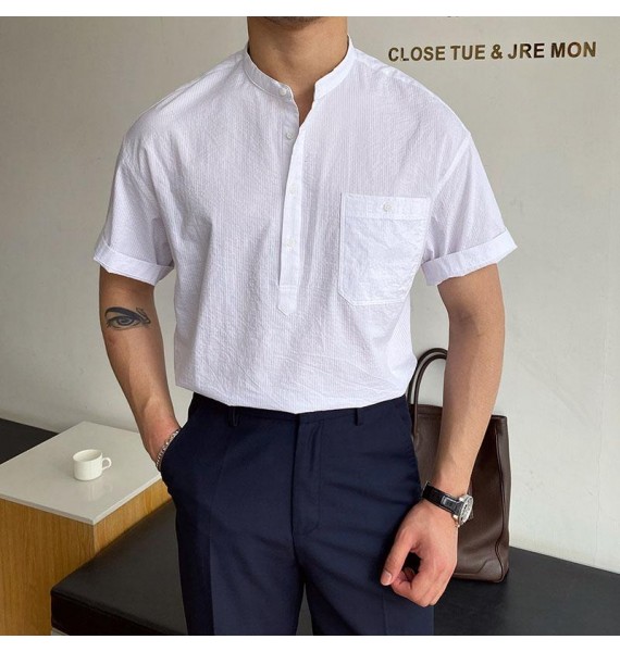 Gentlemans Simple Business Casual Linen Shirt