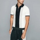 Mens Fashion Stripe Color Knitted Polo Shirt