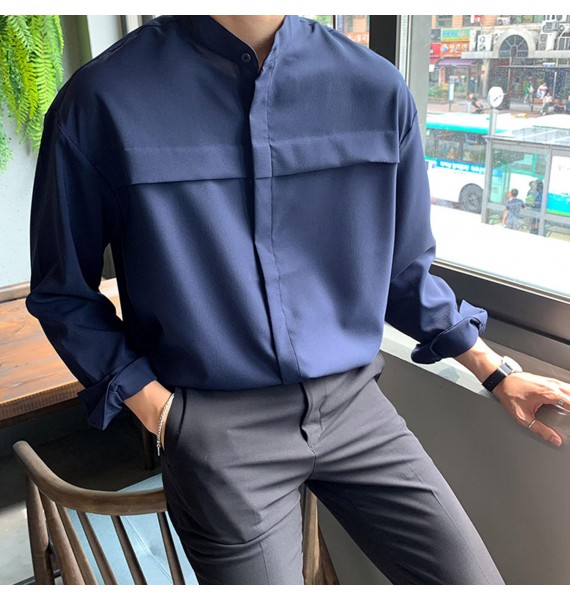 Gentleman Minimalist Pin Design Business Long-sleeved Shirt