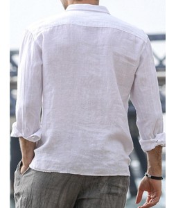 Casual Solid Color Long Sleeve Pocket Shirt