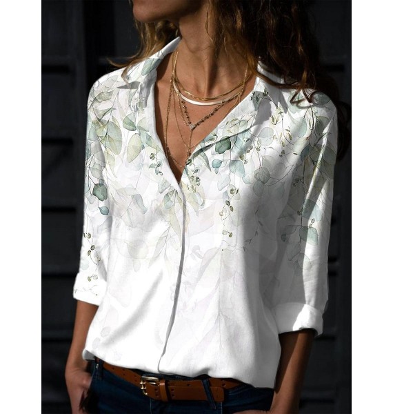 Fashion Casual Long Sleeve Floral Print Shirt