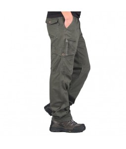 Men's Casual Multi-pocket Estic Waist Cotton Cargo Pants