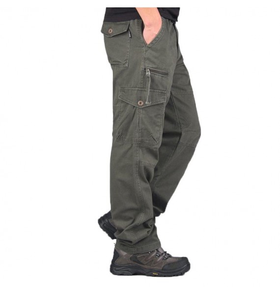 Men's Casual Multi-pocket Estic Waist Cotton Cargo Pants