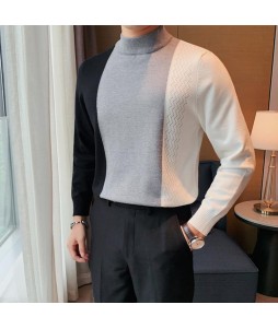 Round Neck Striped Contrast Casual Long-sleeved Sweater