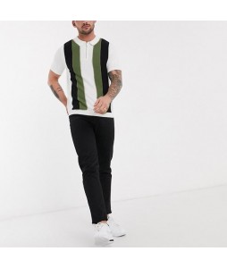 Mens Fashion Casual Color Stripe Polo Shirt