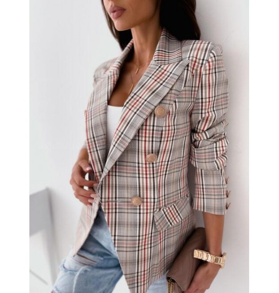 Long-sleeved Double-breasted Pid Print Suit Jacket