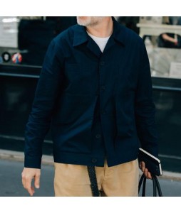 Men's Retro Blue Versatile Casual Pocket Jacket