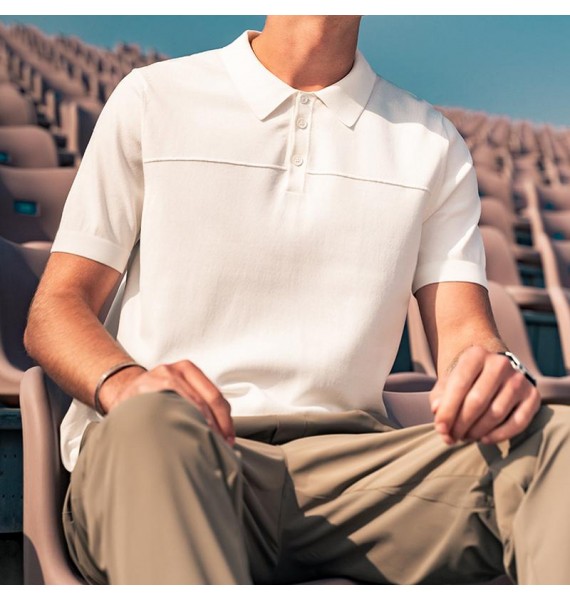 Fashion pel Solid Color Short-sleeved Polo Shirt