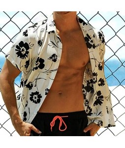Men's Summer Vacation pel Short Sleeve Floral Shirt