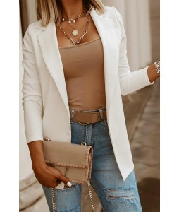 Casual Solid Color Long-sleeved Bzers Top