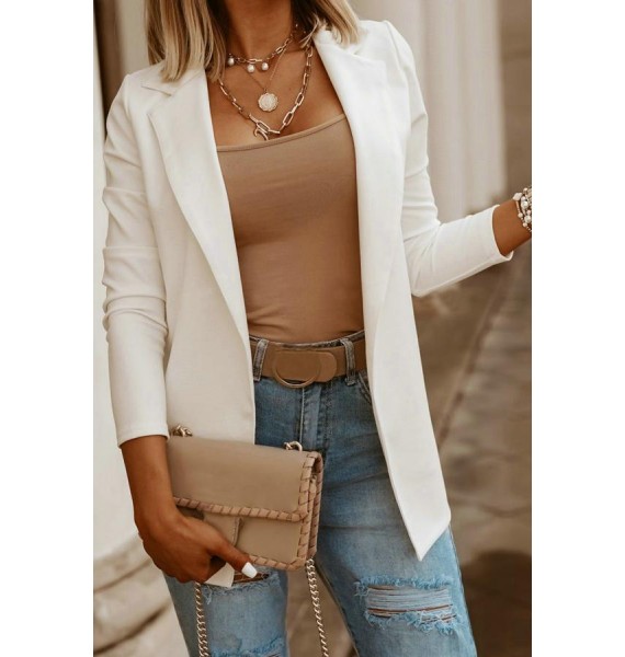 Casual Solid Color Long-sleeved Bzers Top