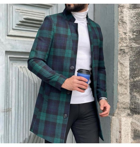 Men's British Style Business Casual Tartan Coat