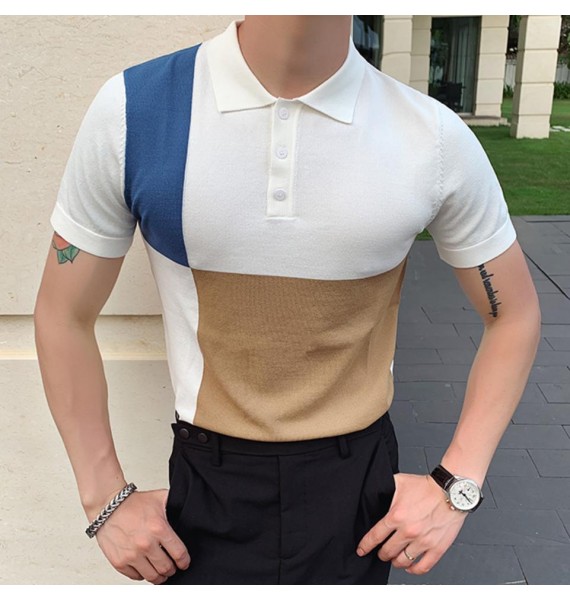 Contrast British Slim pel Knit Polo Shirt