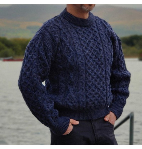 Textured Crewneck Casual Men's Sweater