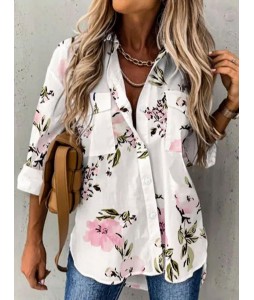 Casual Loose Floral Print Cardigan Long Sleeve Blouse