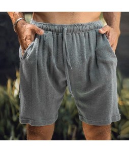 Men's Basic ce-Up Drawstring Linen Shorts