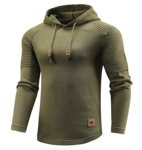 Men's Simple Casual Long Sleeve Sports Hooded Knit Sweater