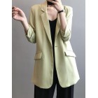 Chiffon Small Suit Jacket Women's Thin Summer Drape Loose Net Red Casual Mid-length White Suit Jacket Women