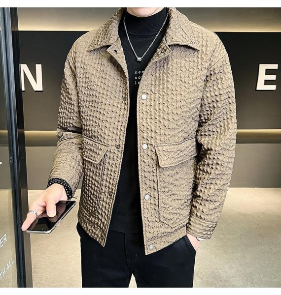Casual Business Men's Ripple Textured Long Sleeve Jacket