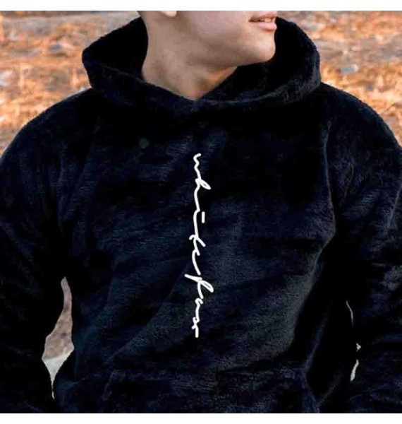 Men's Plush Warm Graphic Embroidery Hooded Sweatshirt