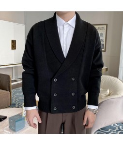 Gentleman Autumn And Winter Double Button Knitted Cardigan