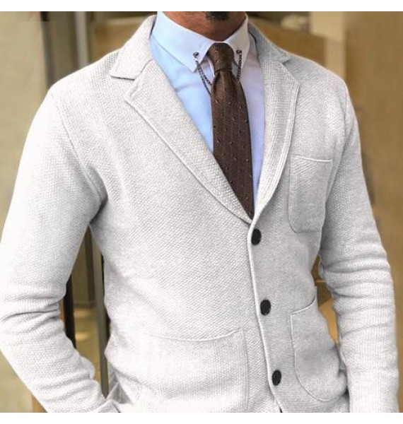 Men's Business Casual Suit Colr Knit Cardigan